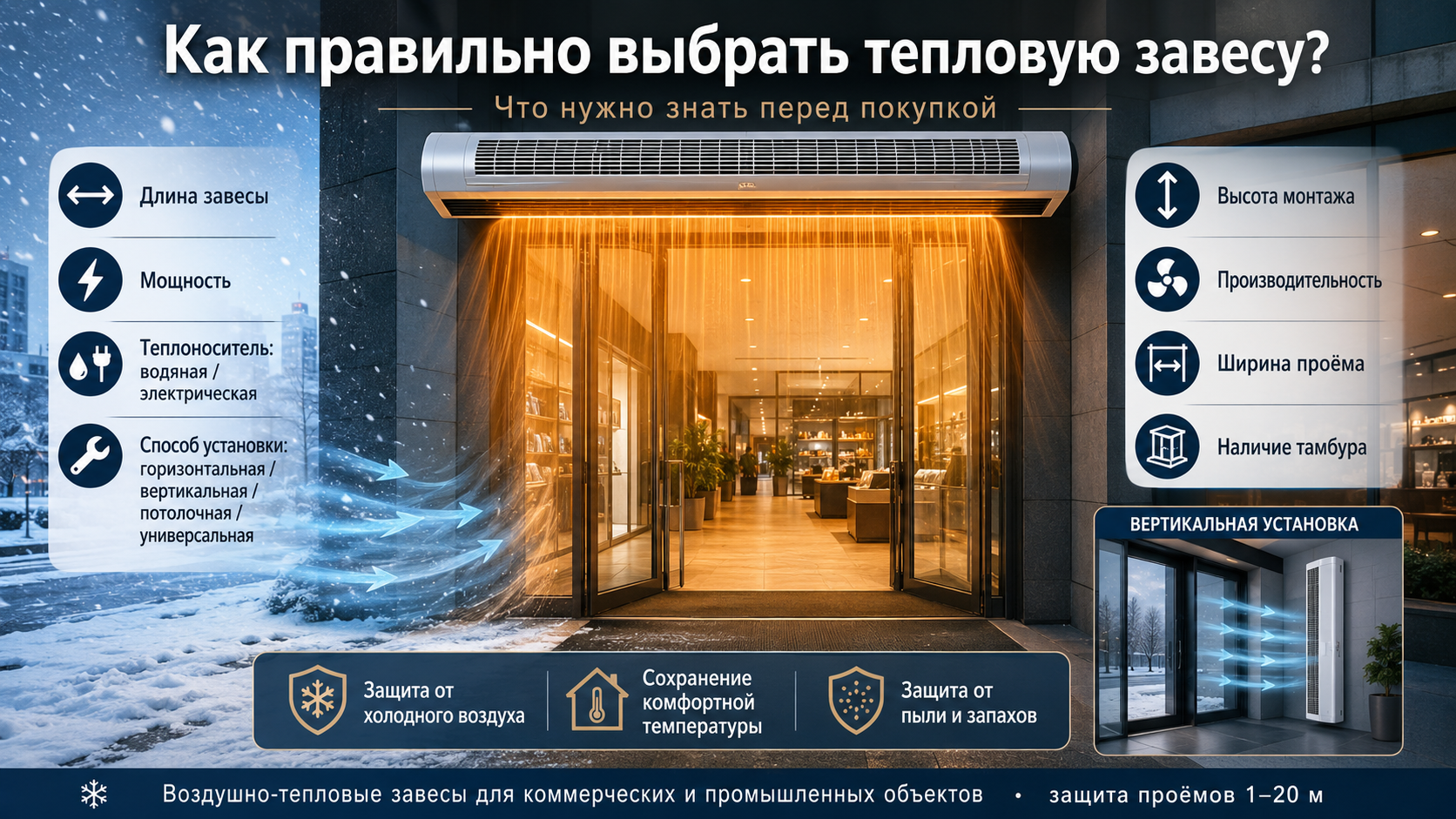 Что нужно знать и как правильно выбрать тепловую завесу? Что нужно знать и как правильно выбрать тепловую завесу?
