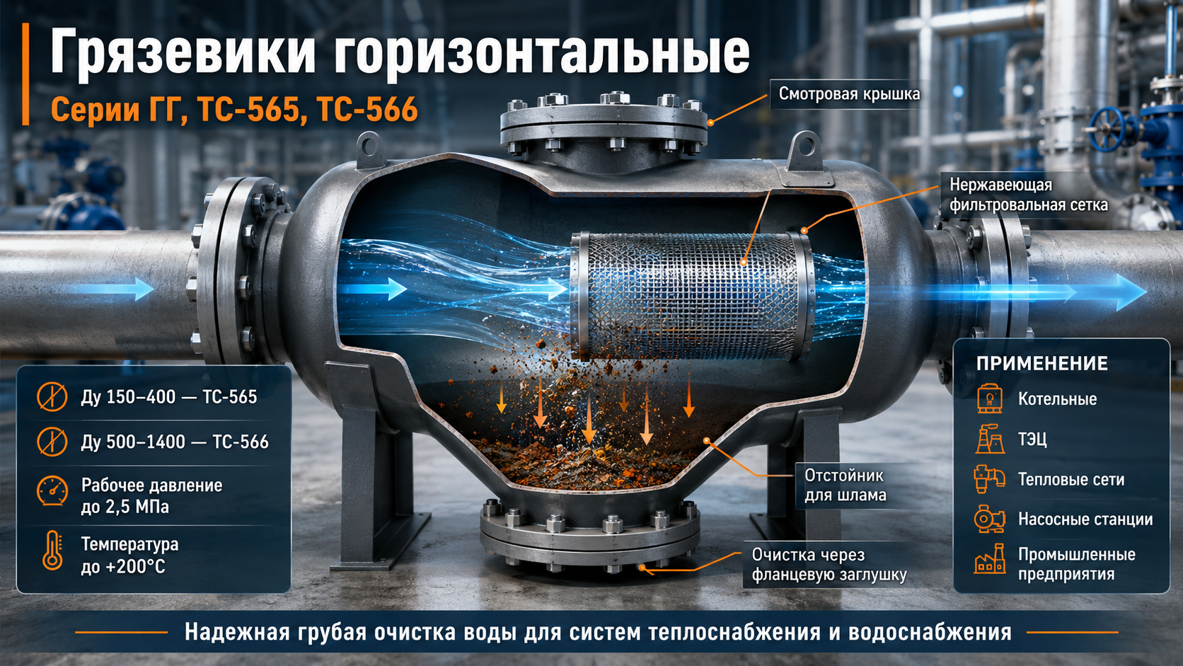 Грязевики горизонтальные (серии ГГ, ТС-565, ТС-566) купить в Хабаровске и на Дальнем Востоке Грязевики горизонтальные (серии ГГ, ТС-565, ТС-566) купить в Хабаровске и на Дальнем Востоке