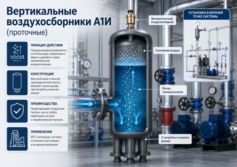 Вертикальные воздухосборники А1И (проточные) купить в Хабаровске