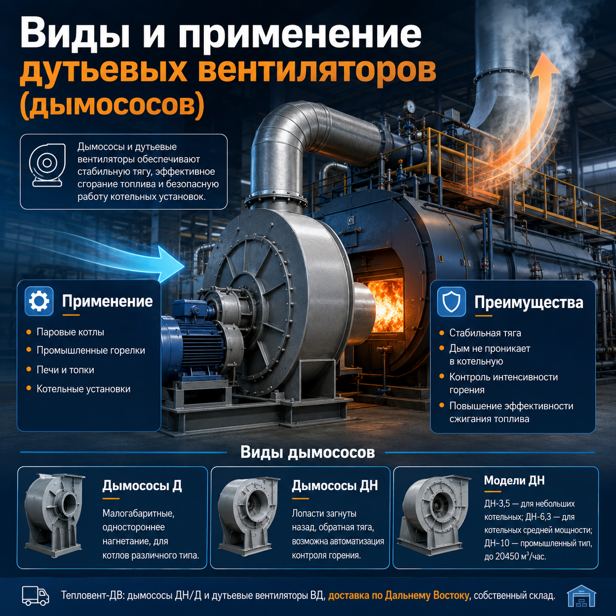 Виды и применение дутьевых вентиляторов (дымососов) Виды и применение дутьевых вентиляторов (дымососов)